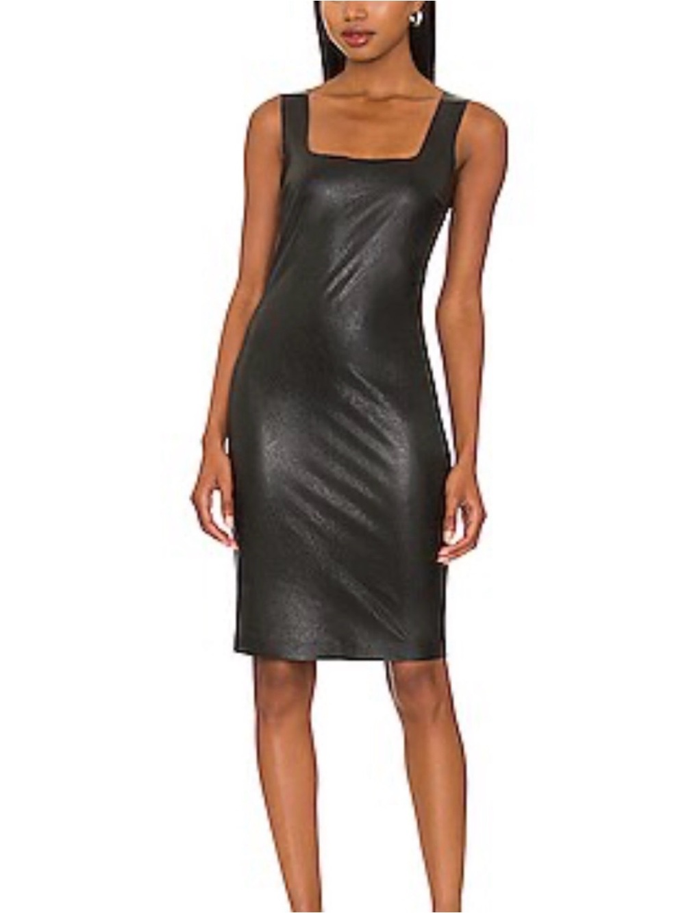 Commando Faux Leather Sleeveless Square Neck Knee Length Dress Sz M
